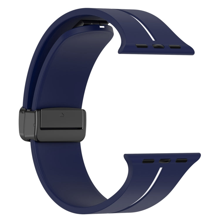 Two Color Folding Buckle Silicone Watch Band For Apple Watch 5 44mm(Midnight Blue+White) -  by PMC TechLife | Online Shopping South Africa | PMC TechLife