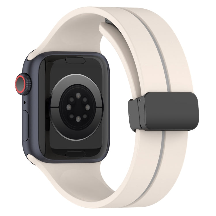Two Color Folding Buckle Silicone Watch Band For Apple Watch 4 40mm(Starlight+Grey) -  by PMC TechLife | Online Shopping South Africa | PMC TechLife