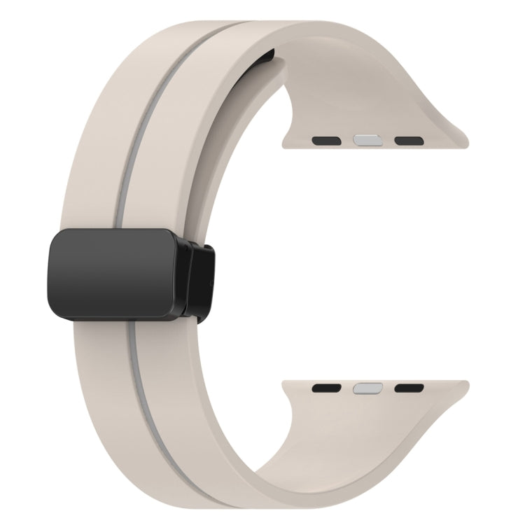 Two Color Folding Buckle Silicone Watch Band For Apple Watch 4 40mm(Starlight+Grey) -  by PMC TechLife | Online Shopping South Africa | PMC TechLife