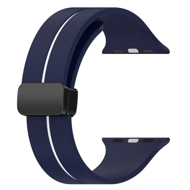Two Color Folding Buckle Silicone Watch Band For Apple Watch 4 44mm(Midnight Blue+White) -  by PMC TechLife | Online Shopping South Africa | PMC TechLife