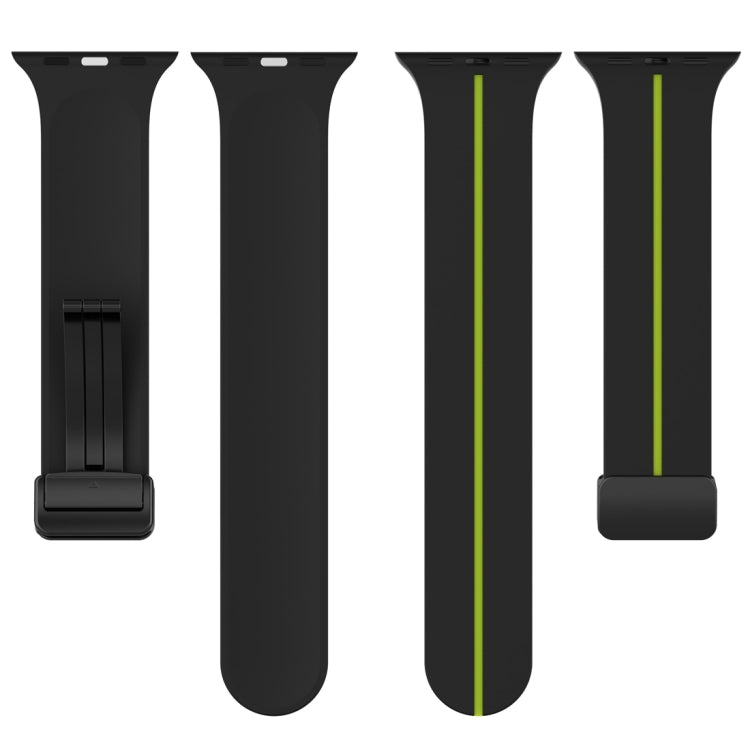 Two Color Folding Buckle Silicone Watch Band For Apple Watch 3 38mm(Black+Lime) -  by PMC TechLife | Online Shopping South Africa | PMC TechLife