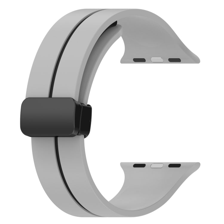 Two Color Folding Buckle Silicone Watch Band For Apple Watch 3 38mm(Light Grey+Black) -  by PMC TechLife | Online Shopping South Africa | PMC TechLife