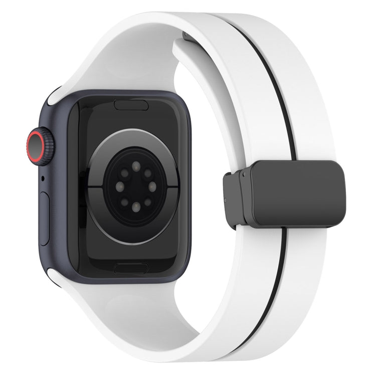 Two Color Folding Buckle Silicone Watch Band For Apple Watch 2 38mm(White+Black) -  by PMC TechLife | Online Shopping South Africa | PMC TechLife