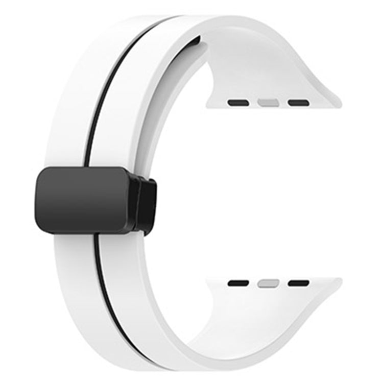 Two Color Folding Buckle Silicone Watch Band For Apple Watch 2 38mm(White+Black) -  by PMC TechLife | Online Shopping South Africa | PMC TechLife