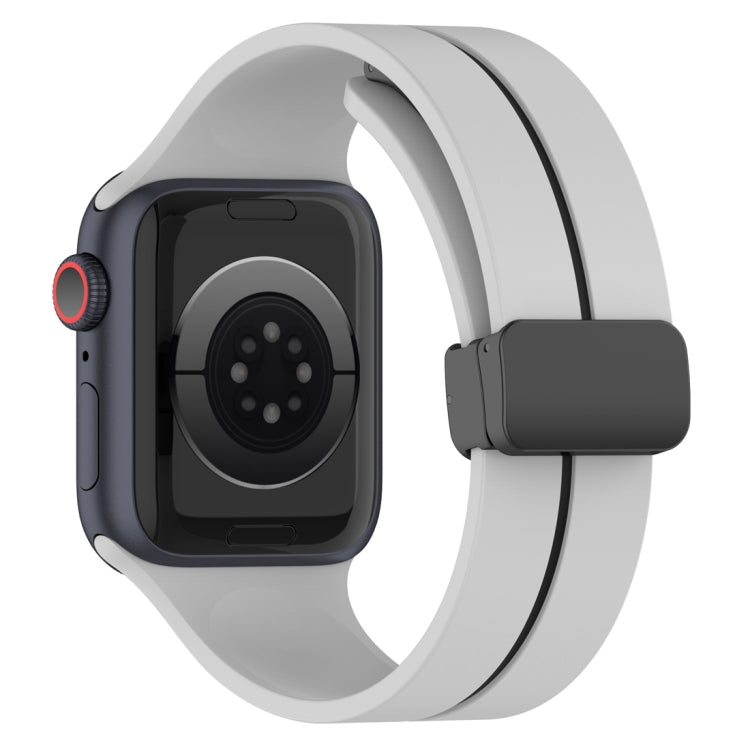 Two Color Folding Buckle Silicone Watch Band For Apple Watch 2 38mm(Light Grey+Black) -  by PMC TechLife | Online Shopping South Africa | PMC TechLife