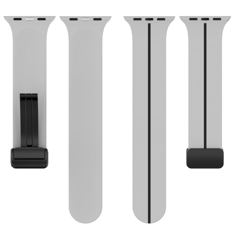 Two Color Folding Buckle Silicone Watch Band For Apple Watch 2 38mm(Light Grey+Black) -  by PMC TechLife | Online Shopping South Africa | PMC TechLife