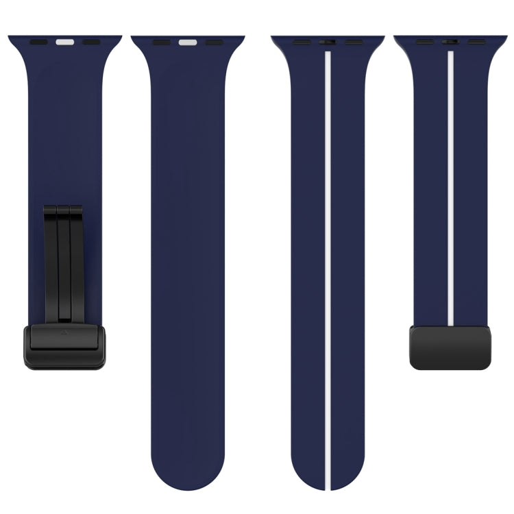 Two Color Folding Buckle Silicone Watch Band For Apple Watch 2 38mm(Midnight Blue+White) -  by PMC TechLife | Online Shopping South Africa | PMC TechLife