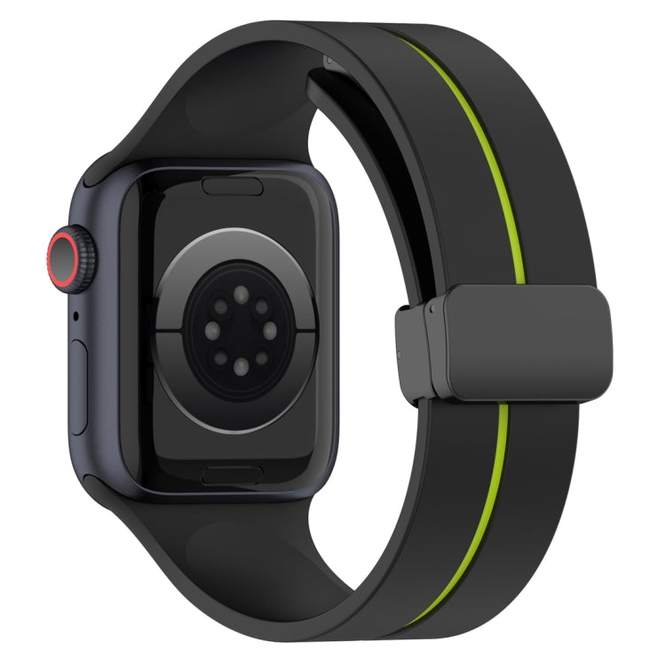Two Color Folding Buckle Silicone Watch Band For Apple Watch 2 42 mm(Black+Lime) -  by PMC TechLife | Online Shopping South Africa | PMC TechLife
