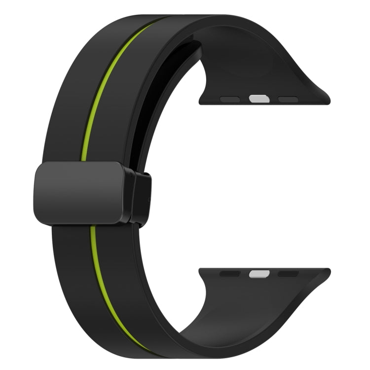 Two Color Folding Buckle Silicone Watch Band For Apple Watch 2 42 mm(Black+Lime) -  by PMC TechLife | Online Shopping South Africa | PMC TechLife