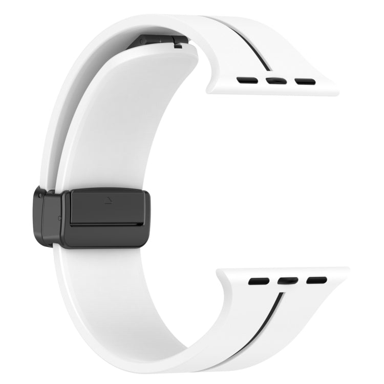 Two Color Folding Buckle Silicone Watch Band For Apple Watch 38mm(White+Black) -  by PMC TechLife | Online Shopping South Africa | PMC TechLife