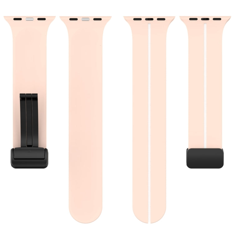 Two Color Folding Buckle Silicone Watch Band For Apple Watch 38mm(Pink+White) - Watch Bands by PMC TechLife | Online Shopping South Africa | PMC TechLife