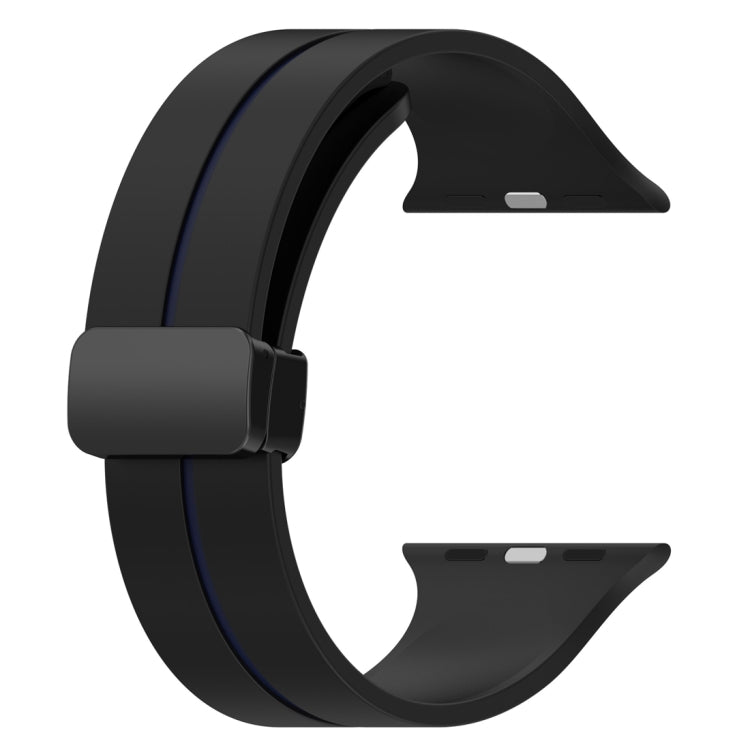 Two Color Folding Buckle Silicone Watch Band For Apple Watch 38mm(Black+Blue) -  by PMC TechLife | Online Shopping South Africa | PMC TechLife