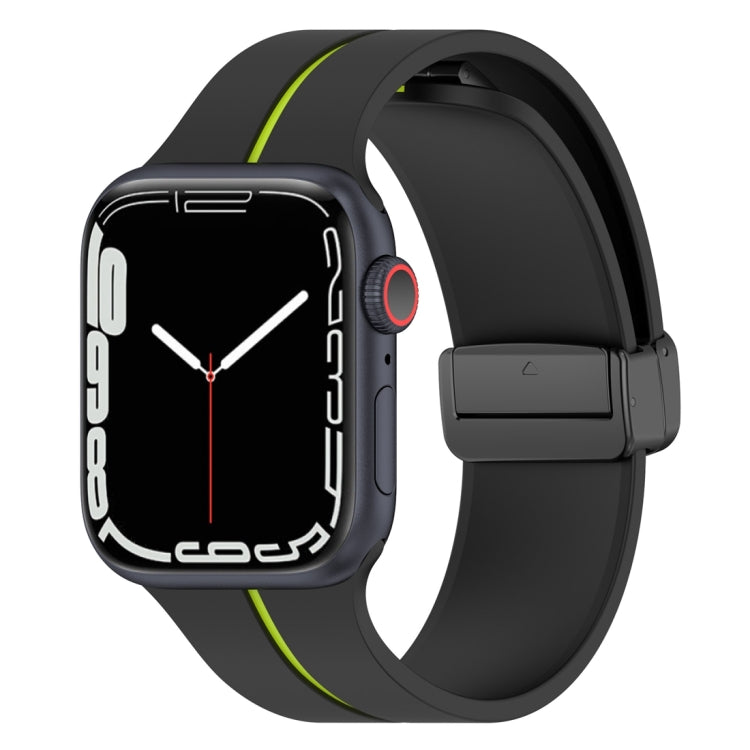 Two Color Folding Buckle Silicone Watch Band For Apple Watch 38mm(Black+Lime) -  by PMC TechLife | Online Shopping South Africa | PMC TechLife