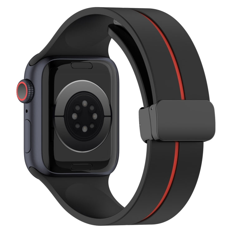 Two Color Folding Buckle Silicone Watch Band For Apple Watch 42mm(Black+Red) -  by PMC TechLife | Online Shopping South Africa | PMC TechLife