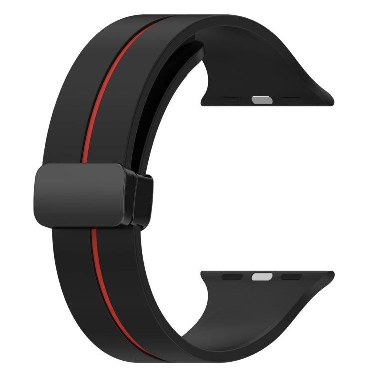 Two Color Folding Buckle Silicone Watch Band For Apple Watch 42mm(Black+Red) -  by PMC TechLife | Online Shopping South Africa | PMC TechLife