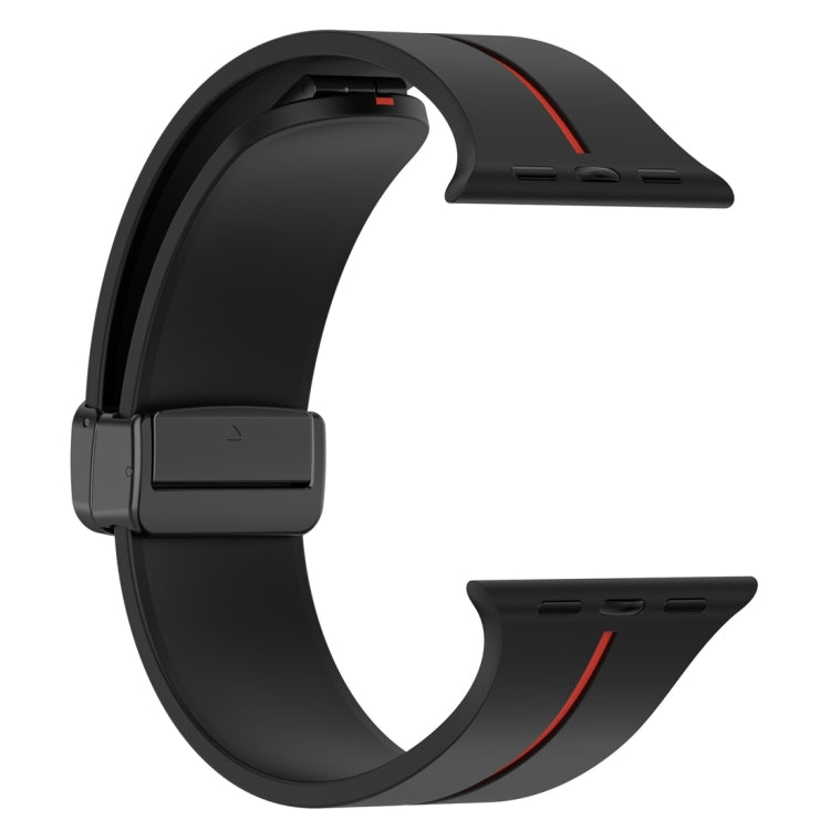 Two Color Folding Buckle Silicone Watch Band For Apple Watch 42mm(Black+Red) -  by PMC TechLife | Online Shopping South Africa | PMC TechLife