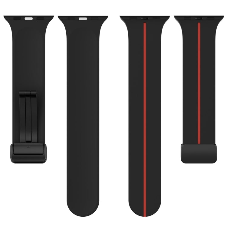 Two Color Folding Buckle Silicone Watch Band For Apple Watch 42mm(Black+Red) -  by PMC TechLife | Online Shopping South Africa | PMC TechLife