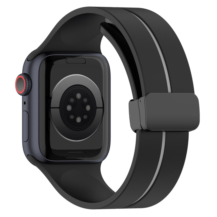 Two Color Folding Buckle Silicone Watch Band For Apple Watch 42mm(Black+Grey) -  by PMC TechLife | Online Shopping South Africa | PMC TechLife