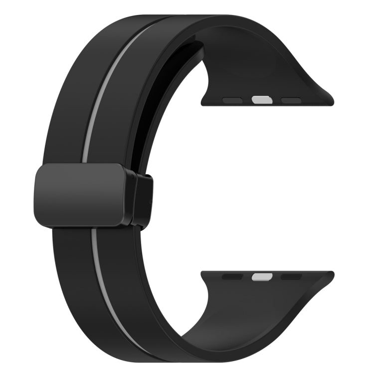 Two Color Folding Buckle Silicone Watch Band For Apple Watch 42mm(Black+Grey) -  by PMC TechLife | Online Shopping South Africa | PMC TechLife