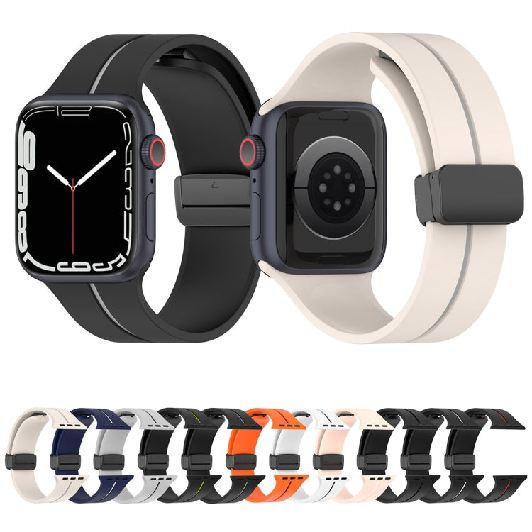 Two Color Folding Buckle Silicone Watch Band For Apple Watch SE 2022 40mm(Light Grey+Black) -  by PMC Jewellery | Online Shopping South Africa | PMC Jewellery