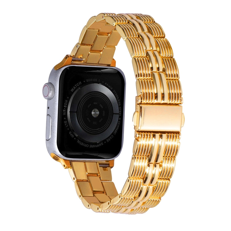 3-Beads Stripe Metal Watch Band For Apple Watch 8 41mm(Gold) -  by PMC TechLife | Online Shopping South Africa | PMC TechLife