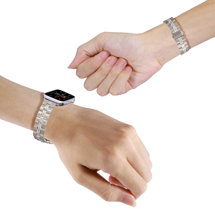 3-Beads Stripe Metal Watch Band For Apple Watch 8 45mm(Starlight) -  by PMC TechLife | Online Shopping South Africa | PMC TechLife