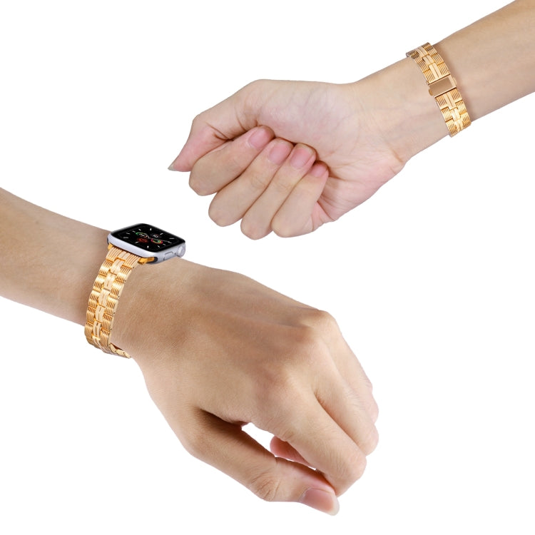 3-Beads Stripe Metal Watch Band For Apple Watch 7 45mm(Gold) -  by PMC TechLife | Online Shopping South Africa | PMC TechLife
