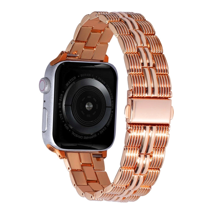 3-Beads Stripe Metal Watch Band For Apple Watch SE 44mm(Rose Gold) -  by PMC Jewellery | Online Shopping South Africa | PMC Jewellery