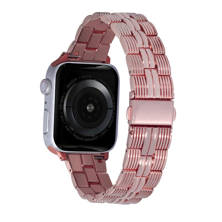 3-Beads Stripe Metal Watch Band For Apple Watch 38mm(Rose Pink) -  by PMC TechLife | Online Shopping South Africa | PMC TechLife