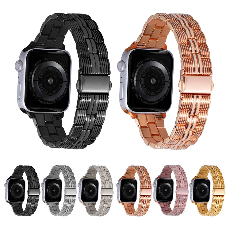 3-Beads Stripe Metal Watch Band For Apple Watch 5 44mm(Rose Gold) -  by PMC TechLife | Online Shopping South Africa | PMC TechLife