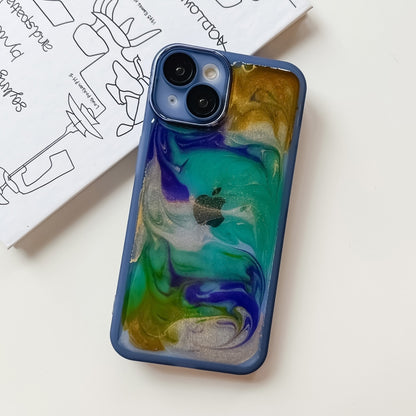 For iPhone 14 Oil Painting Electroplating TPU Phone Case(Blue) - iPhone 14 Cases by PMC Jewellery | Online Shopping South Africa | PMC Jewellery