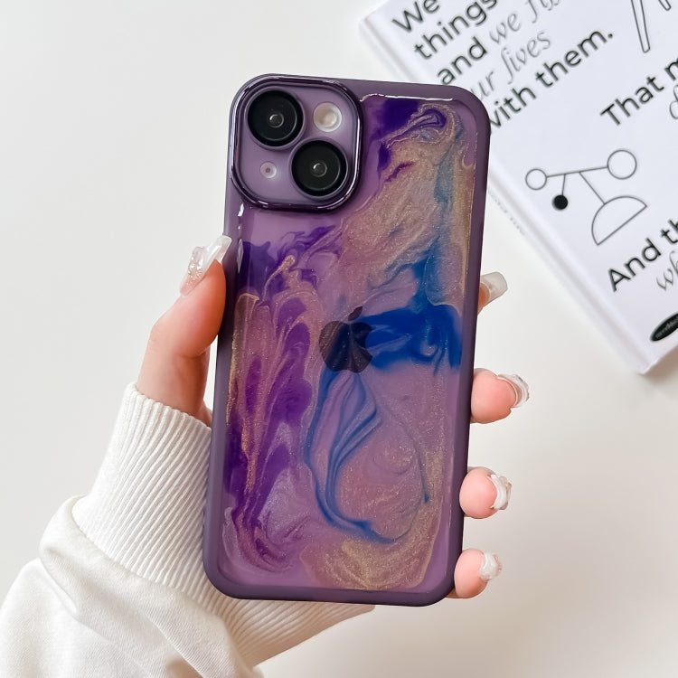 For iPhone 14 Oil Painting Electroplating TPU Phone Case(Purple) - iPhone 14 Cases by PMC Jewellery | Online Shopping South Africa | PMC Jewellery