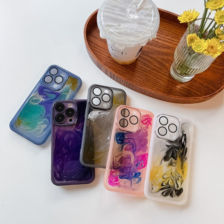 For iPhone 14 Pro Oil Painting Electroplating TPU Phone Case(Purple) - iPhone 14 Pro Cases by PMC TechLife | Online Shopping South Africa | PMC TechLife