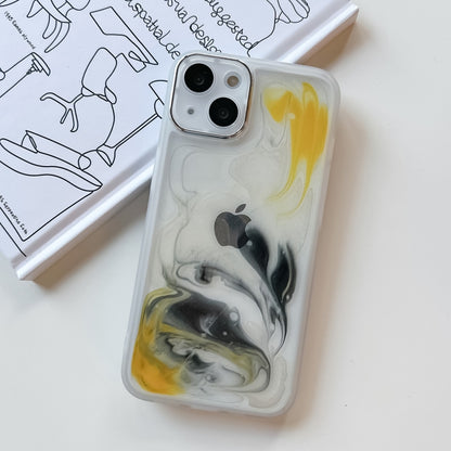 For iPhone 13 Oil Painting Electroplating TPU Phone Case(White) - iPhone 13 Cases by PMC Jewellery | Online Shopping South Africa | PMC Jewellery