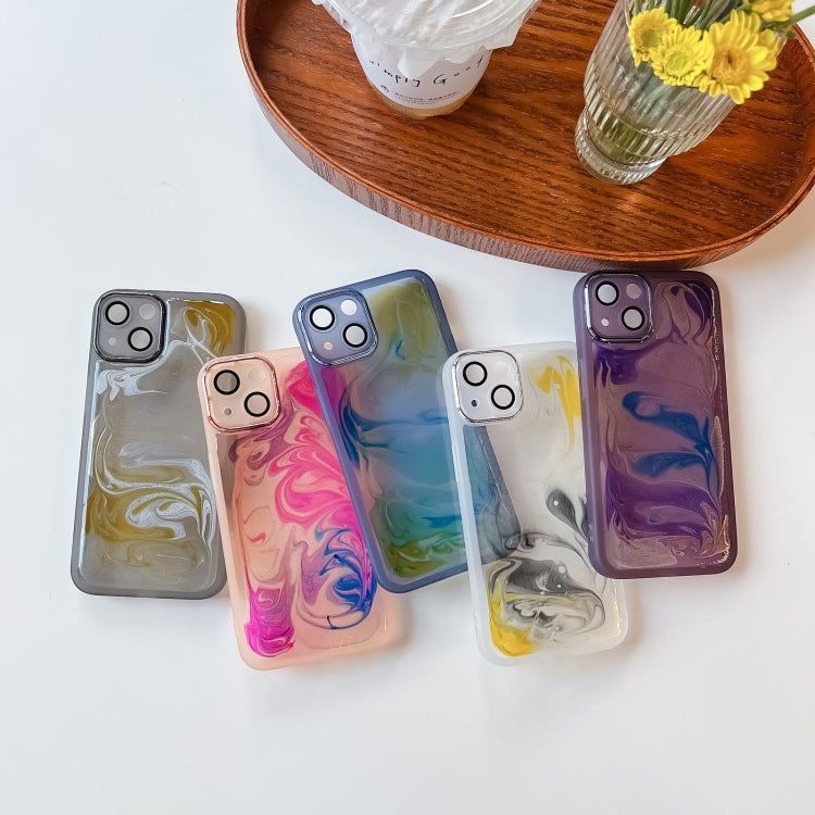 For iPhone 13 Oil Painting Electroplating TPU Phone Case(White) - iPhone 13 Cases by PMC TechLife | Online Shopping South Africa | PMC TechLife
