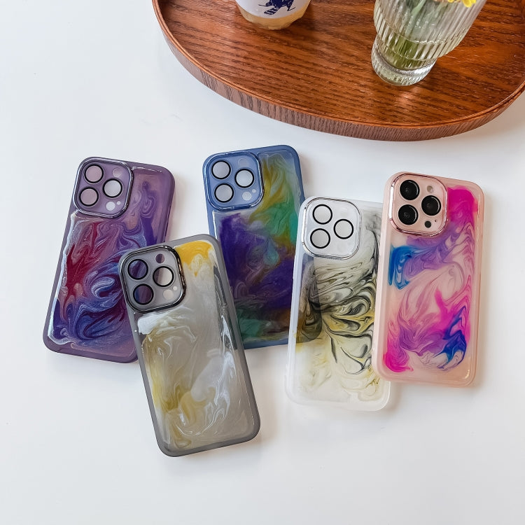 For iPhone 13 Pro Oil Painting Electroplating TPU Phone Case(Purple) - iPhone 13 Pro Cases by PMC TechLife | Online Shopping South Africa | PMC TechLife