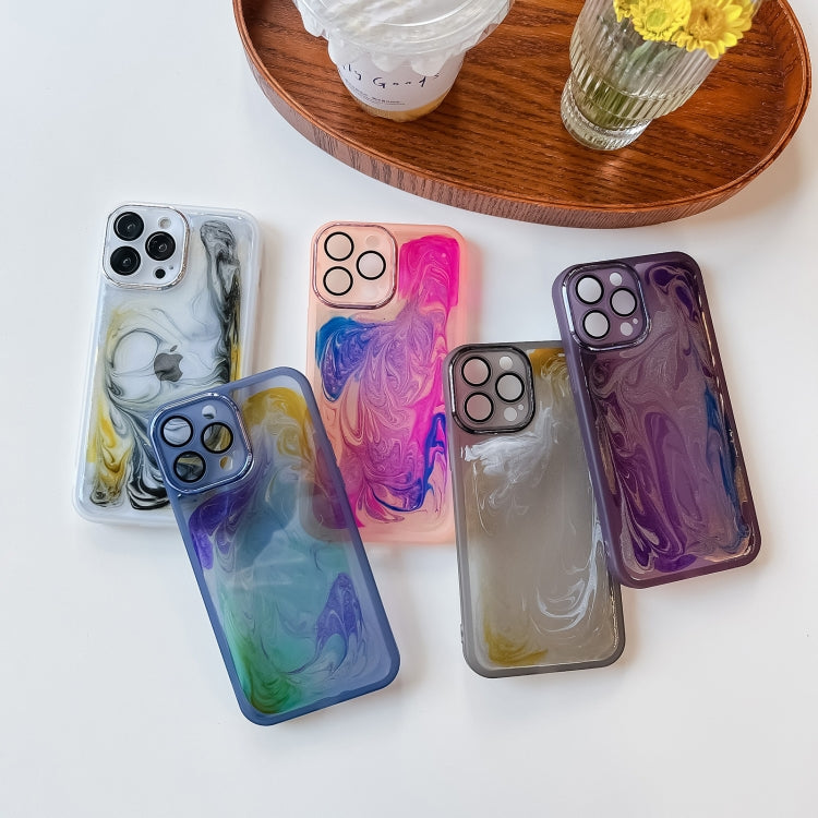 For iPhone 13 Pro Max Oil Painting Electroplating TPU Phone Case(Pink) - iPhone 13 Pro Max Cases by PMC TechLife | Online Shopping South Africa | PMC TechLife