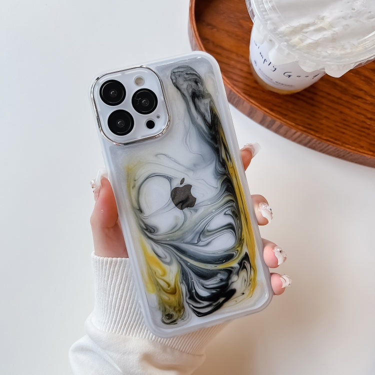 For iPhone 13 Pro Max Oil Painting Electroplating TPU Phone Case(White) - iPhone 13 Pro Max Cases by PMC Jewellery | Online Shopping South Africa | PMC Jewellery