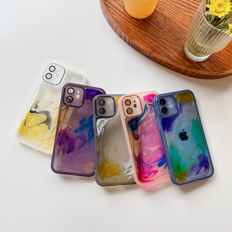 For iPhone 12 Oil Painting Electroplating TPU Phone Case(Purple) - iPhone 12 / 12 Pro Cases by PMC TechLife | Online Shopping South Africa | PMC TechLife