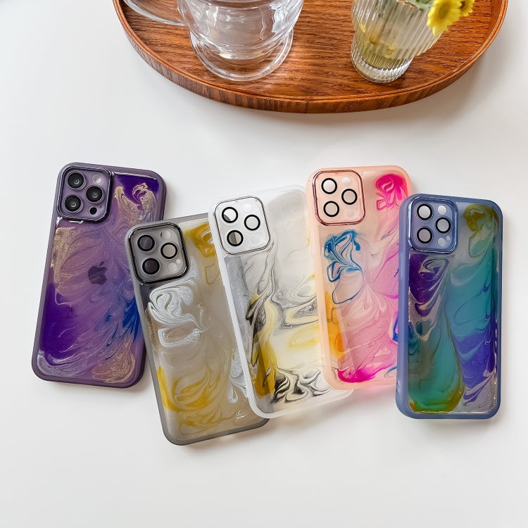For iPhone 12 Pro Max Oil Painting Electroplating TPU Phone Case(Pink) - iPhone 12 Pro Max Cases by PMC TechLife | Online Shopping South Africa | PMC TechLife