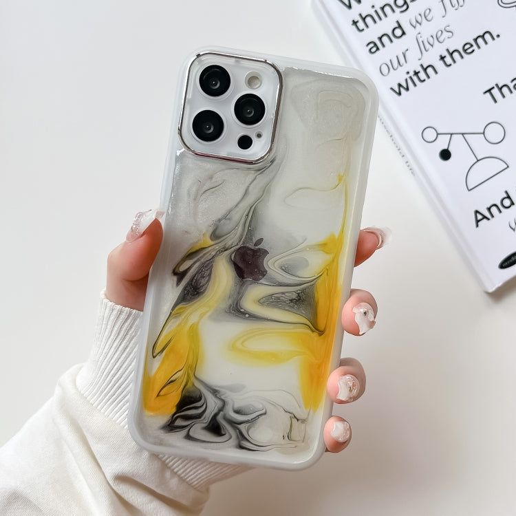 For iPhone 12 Pro Max Oil Painting Electroplating TPU Phone Case(White) - iPhone 12 Pro Max Cases by PMC Jewellery | Online Shopping South Africa | PMC Jewellery