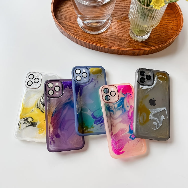 For iPhone 11 Pro Oil Painting Electroplating TPU Phone Case(Blue) - iPhone 11 Pro Cases by PMC TechLife | Online Shopping South Africa | PMC TechLife