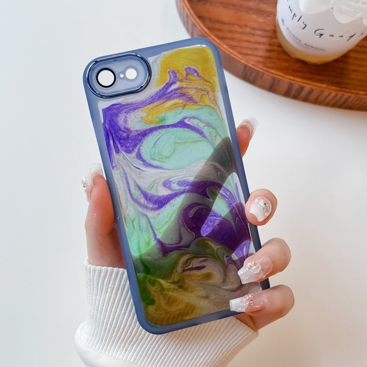 For iPhone SE 2022/2020 / 8 / 7 Oil Painting Electroplating TPU Phone Case(Blue) - iPhone SE 2022 / 2020 / 8 / 7 Cases by PMC Jewellery | Online Shopping South Africa | PMC Jewellery