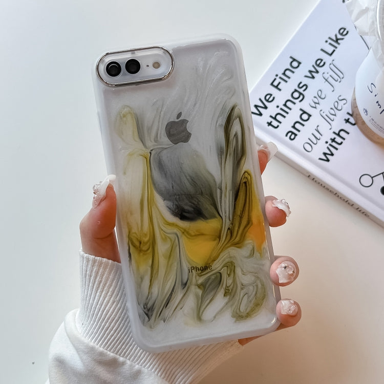 For iPhone 8 Plus / 7 Plus Oil Painting Electroplating TPU Phone Case(White) - More iPhone Cases by PMC TechLife | Online Shopping South Africa | PMC TechLife