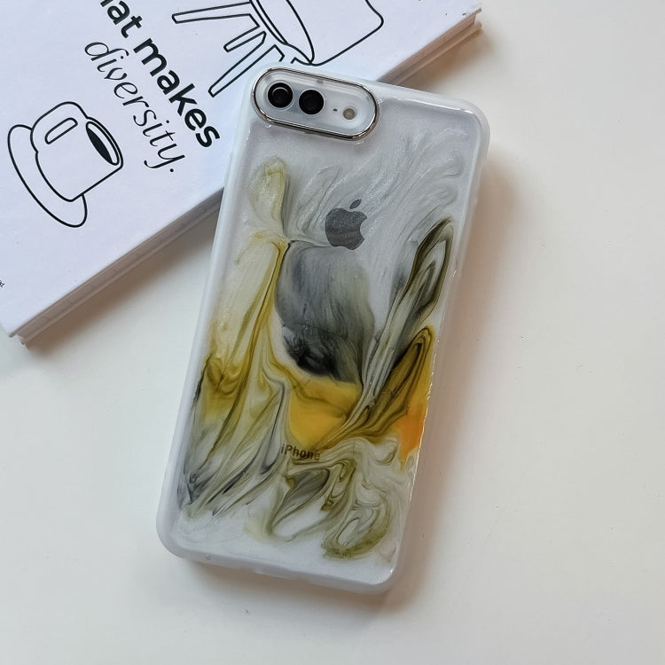 For iPhone 8 Plus / 7 Plus Oil Painting Electroplating TPU Phone Case(White) - More iPhone Cases by PMC TechLife | Online Shopping South Africa | PMC TechLife