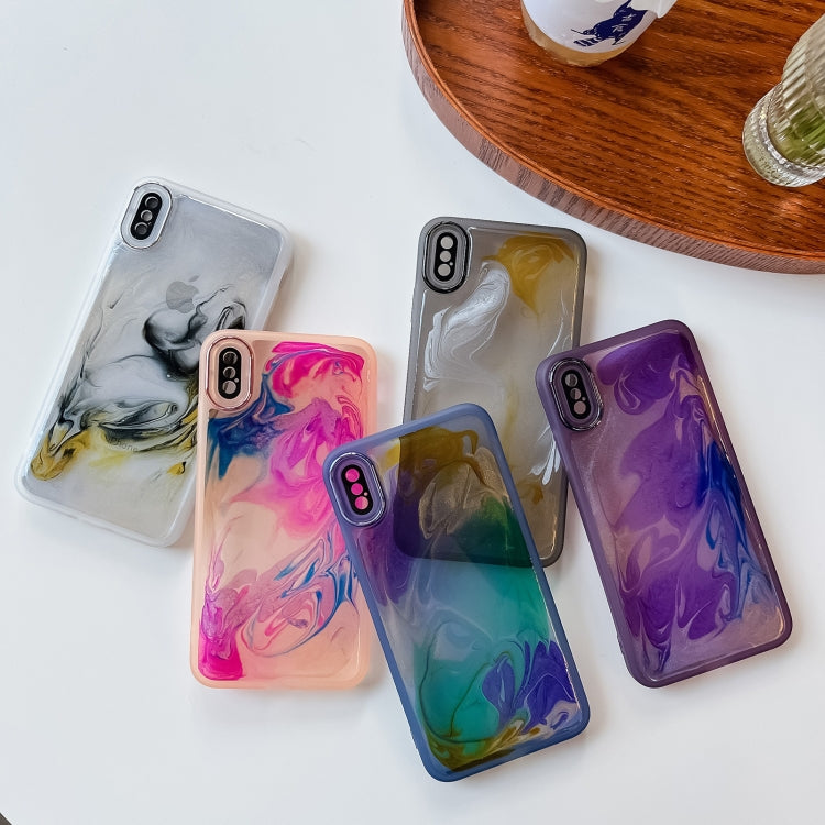For iPhone XS Max Oil Painting Electroplating TPU Phone Case(Pink) - More iPhone Cases by PMC TechLife | Online Shopping South Africa | PMC TechLife