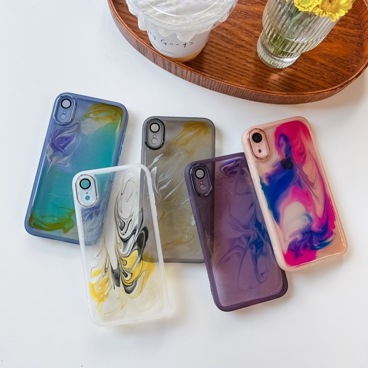 For iPhone XR Oil Painting Electroplating TPU Phone Case(White) - More iPhone Cases by PMC TechLife | Online Shopping South Africa | PMC TechLife