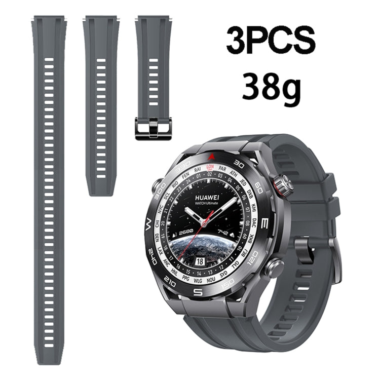 3pcs Longer Style For Huawei Watch Ultimate Silicone Replacement Watch Band(Dark Grey) -  by PMC TechLife | Online Shopping South Africa | PMC TechLife