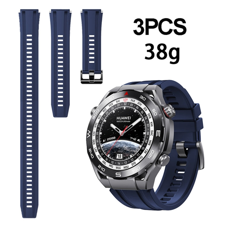 3pcs Longer Style For Huawei Watch Ultimate Silicone Replacement Watch Band(Midnight Blue) -  by PMC TechLife | Online Shopping South Africa | PMC TechLife