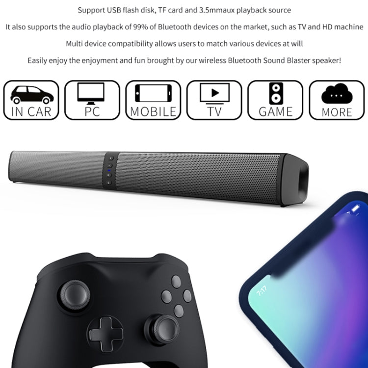 BS-36 20W Multi-Function 3D Stereo Surround Bluetooth Speaker Subwoofer Soundbar(Black) - Desktop Speaker by PMC TechLife | Online Shopping South Africa | PMC TechLife